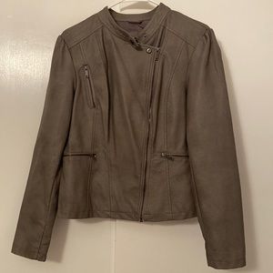 Boutique Imitation Leather Bomber Jacket